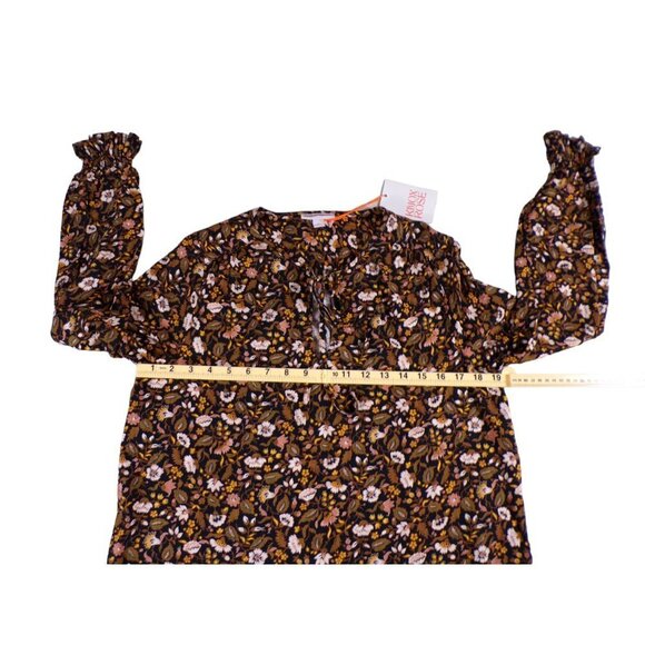 Knox Rose Black Long Sleeve Floral Top NWT Size XS #517 - Picture 5 of 14